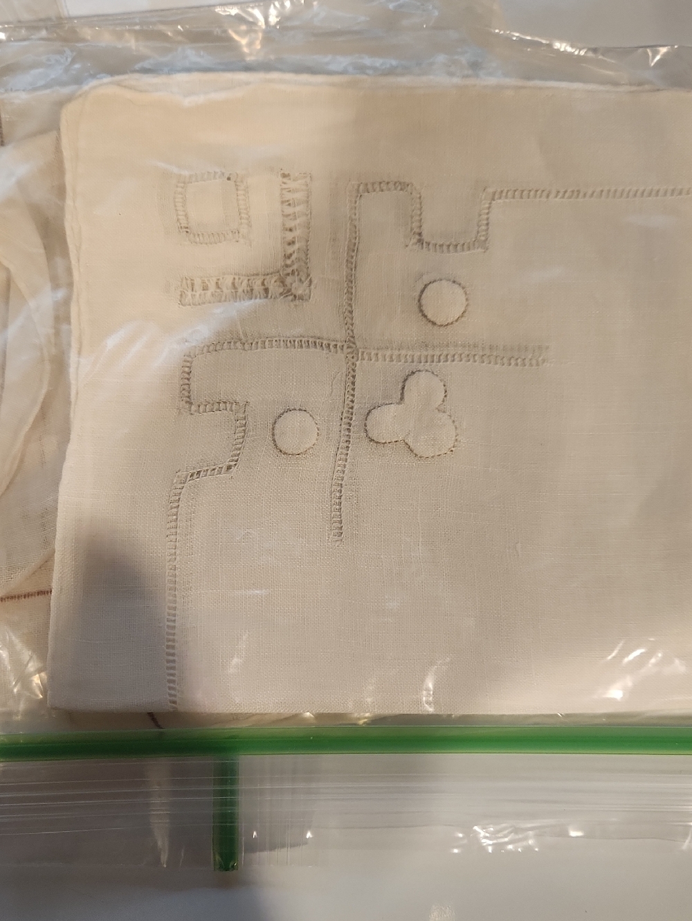 Set Of 5 Embroidered Ivory Linen Handkerchief